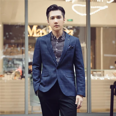 Мужской приталенный пиджак повседневный в британском стиле корейская мода