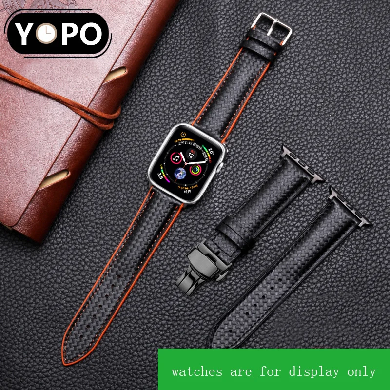 Ремешок из мягкого углеродного волокна и силикона черный браслет для Apple Iwatch 1 2 3 4
