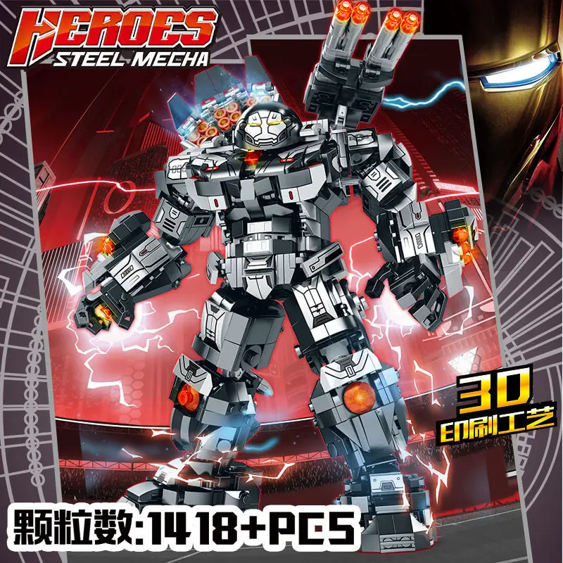

1418pcs MOC Super-Heros Iron Man Heavy Mech Armor Model Figures Building Blocks Kids Toys Bricks Doll Gift For Children Boys