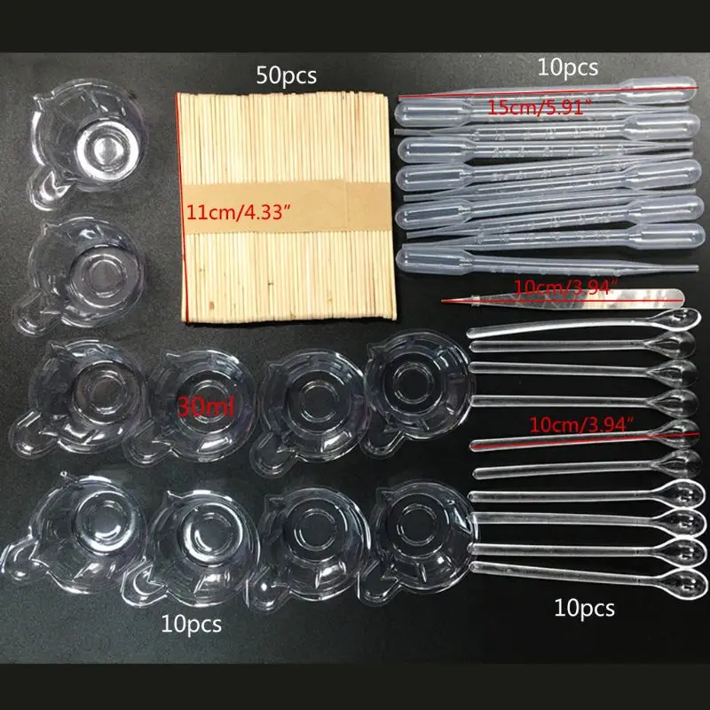 

13MC Epoxy Resin Tools Kit Divided Plastic Cups Tweezer Wooden Stirring Sticks Spoon