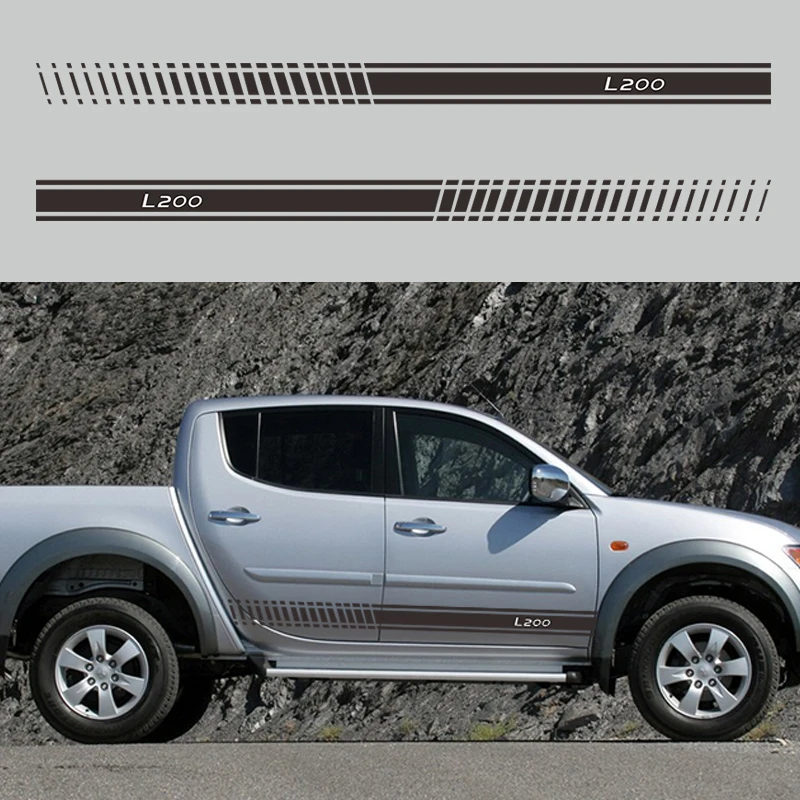 2 шт./лот для Mitsubishi L200 боковой юбки подоконник полосы тела наклейки автомобиля Стайлинг авто аксессуары