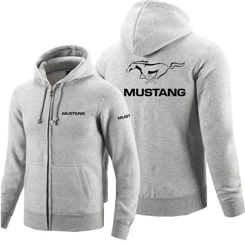 

2021 Autumn winter Mustang logo zipper sweatshirts Printed Men fleecel Hooded jacket Hoodies Zipper Hoody