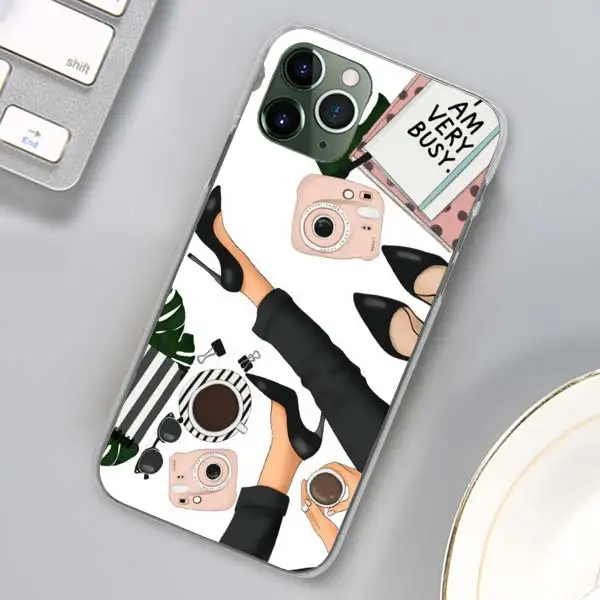 Девушка босс розовый женский телефон чехлы для Apple iPhone 11 Pro Max X XR XS MAX 11 Pro 7 8 6 6s Plus 5 5S SE жесткий чехол - Цвет: H08