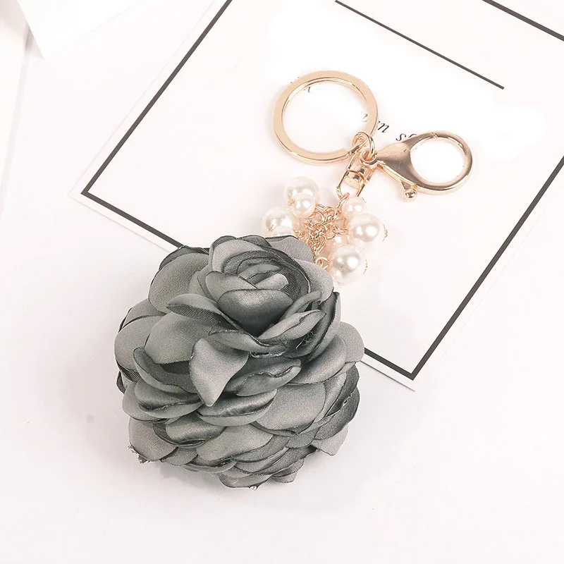 Брелок из шифона с цветами и жемчугом тканевые брелки кисточками для автомобиля