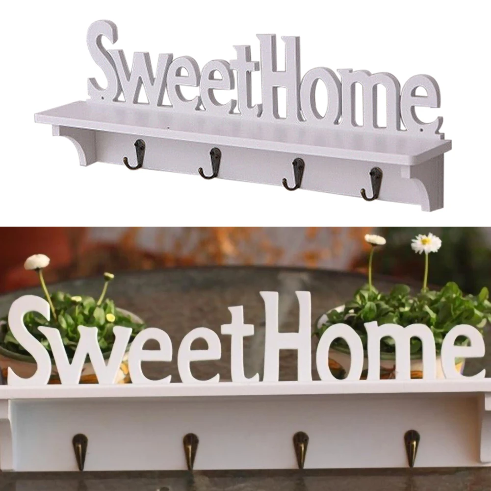 Полки для шляп ключницы 4 крючка полка хранения настенная домашняя с надписью Sweet