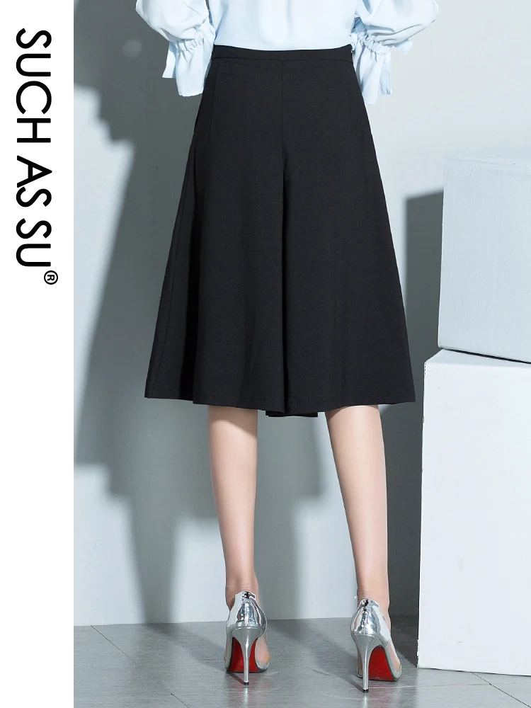 Таких как SU 2021 Летняя мода Высокая талия брюки с широкими штанинами до колена