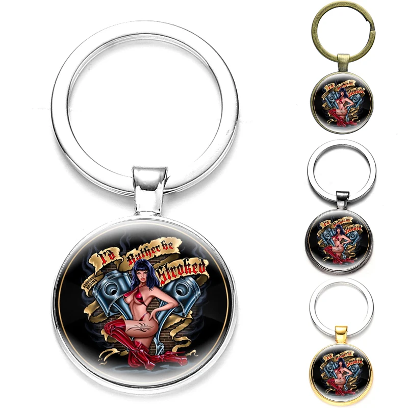 Брелок для ключей с изображением девушки и мотоцикла RT66 | Украшения аксессуары