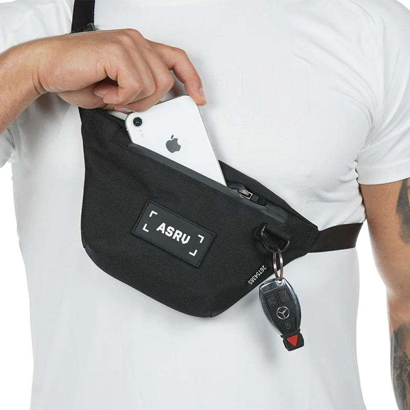 mens outdoor shoulder bag running phone pouch streetwear hip hop waist pack sports accessories gym training fitness chest bags free global shipping