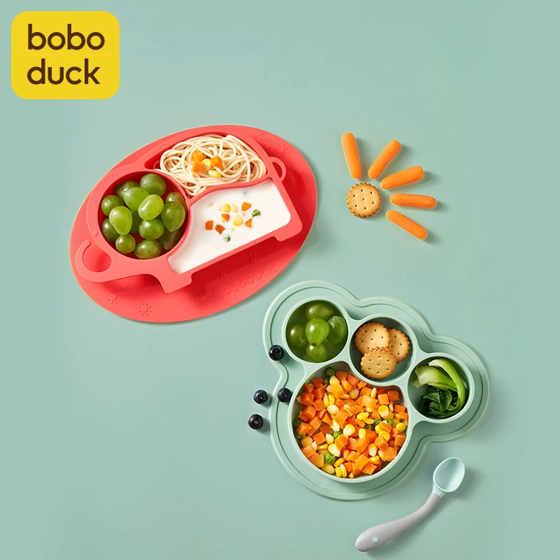 

Набор детских силиконовых тарелок, нескользящая посуда на присоске для самокормления и отлучения детей от 9 месяцев