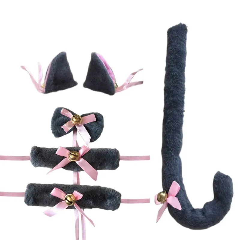 Бандана с кошачьими ушками плюшевая бандана галстук-бабочка браслет хвост