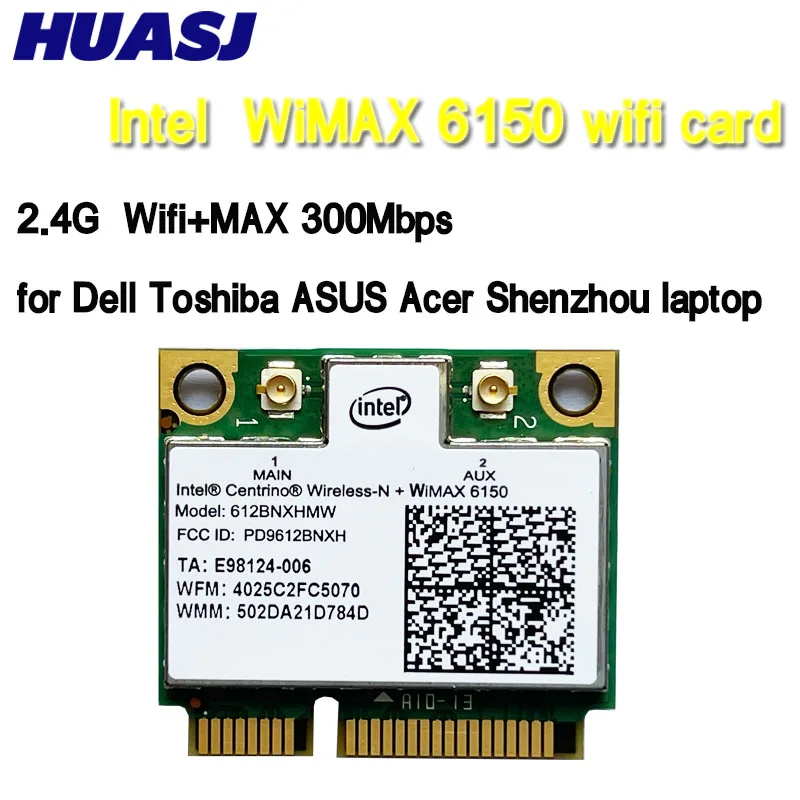 Беспроводная Wi-Fi WLAN сетевая карта HUASJ 300 Мбит/с для Intel Centrino Advanced-N WiMAX 6150 612BNXHMW Mini PCI-E 300M Wi-Fi адаптер