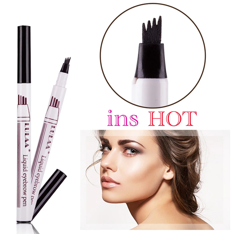 

4 Head Fine Sketch Liquid Eyebrow Enhancer Dye Tint Pen New Eyebrow Pencil Waterproof Fork Tip Eyebrow Tattoo Pen