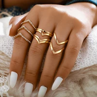 new golden ring 5 piece set simple style fashion creative retro geometric ring set mens accessories fashion jewelry