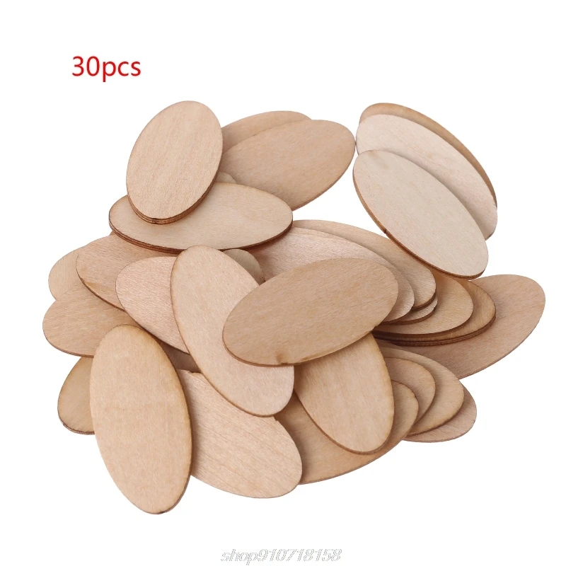 

10/20/30pcs Oval Wooden Slices Chips Unfinished Cutout Name Tags DIY Scrapbooking Arts Crafts Projects D25 20 Dropshipping
