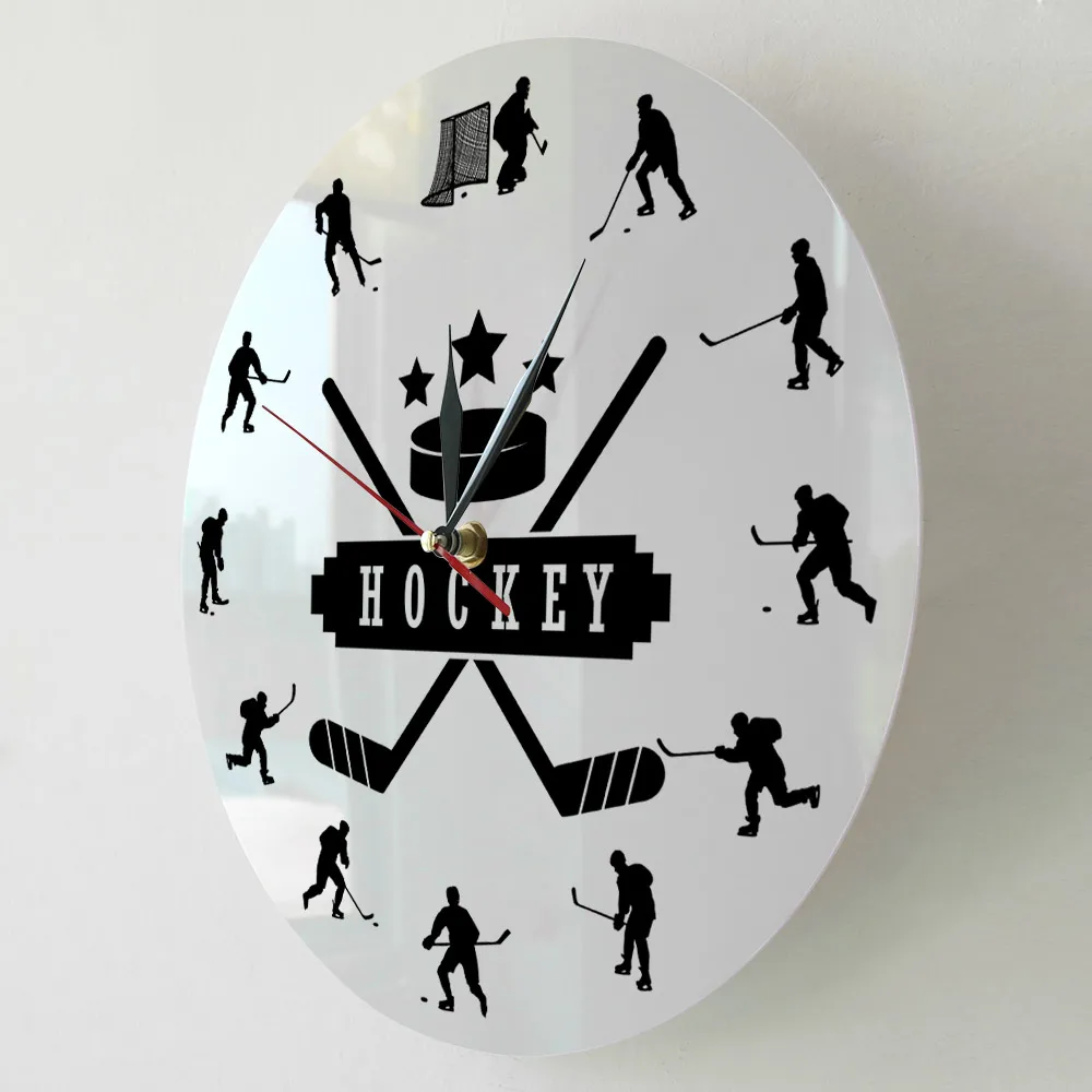 Хоккейные плееры настенные графические картины Современные часы для комнаты