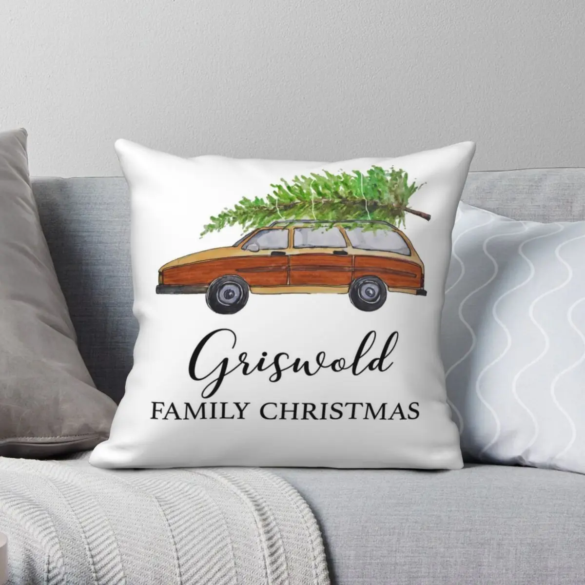 

Рождественский праздничный Рождественский квадратный чехол для подушки с изображением сериала гризулда из полиэстера и льна, бархатный де...