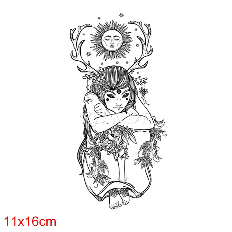 Waterproof Temporary Juice ink Sticker Sun Goddess Planet Plant Fruit Gel Long lasting Tattoo Art for Men Women girl | Красота и