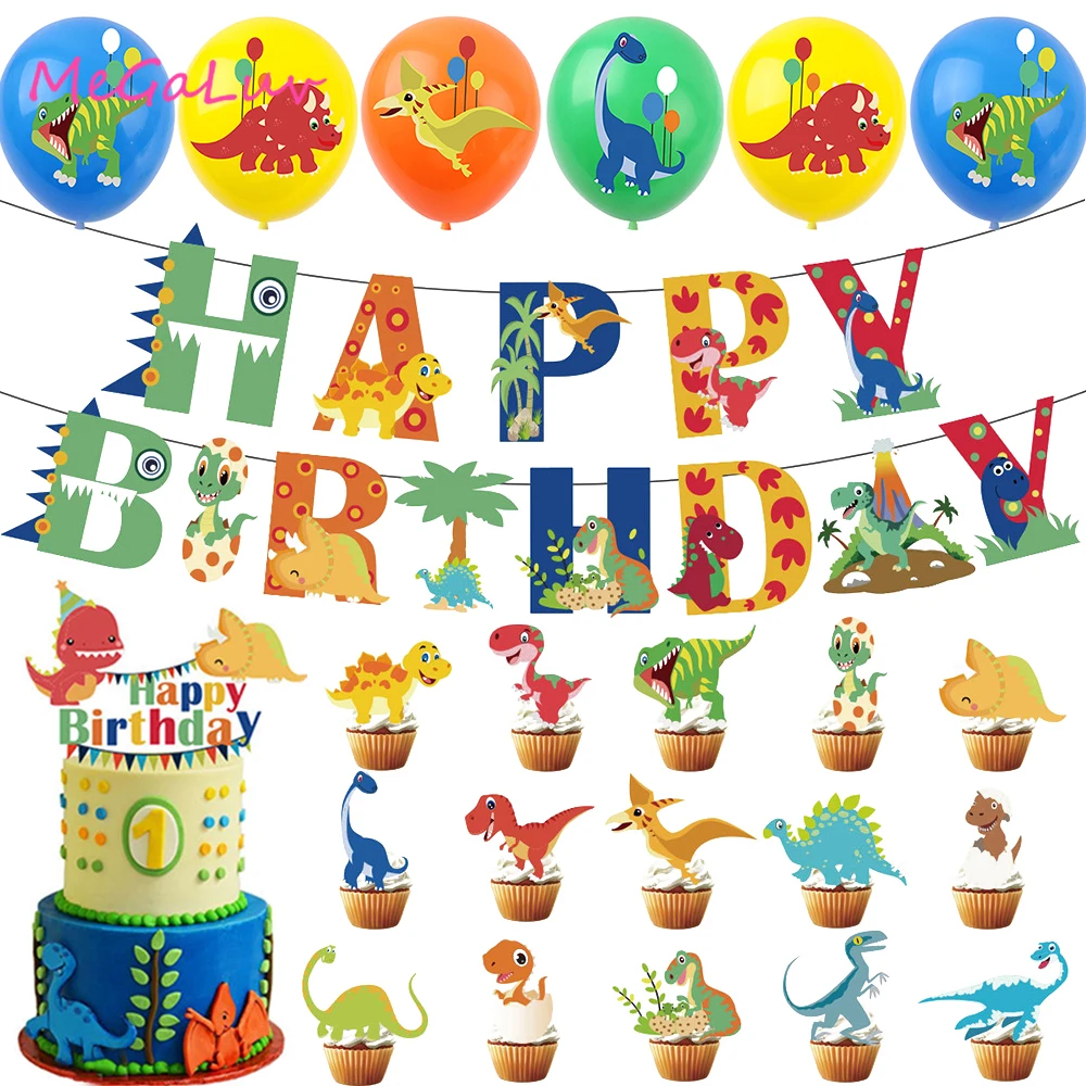 

Cartoon Dinosaur Latex Balloon Forest Jungle Party Kids Birthday Baby Shower Shower Party Decoration Globe Cake Decoration Tool
