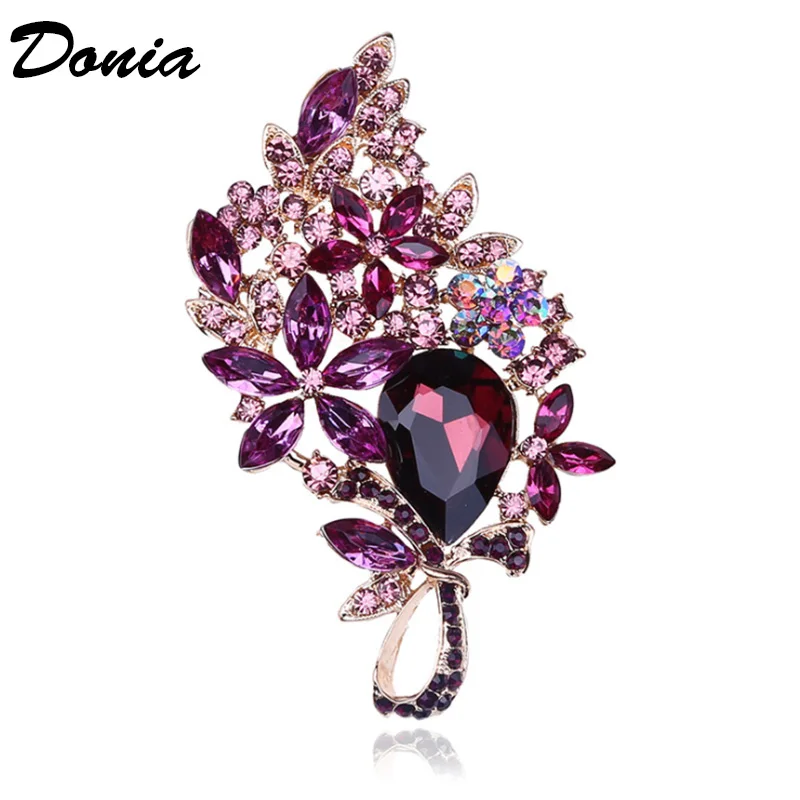 

Donia jewelry popular brooch color large glass brooch Large Flower Brooch Women coat accessories banquet accessories