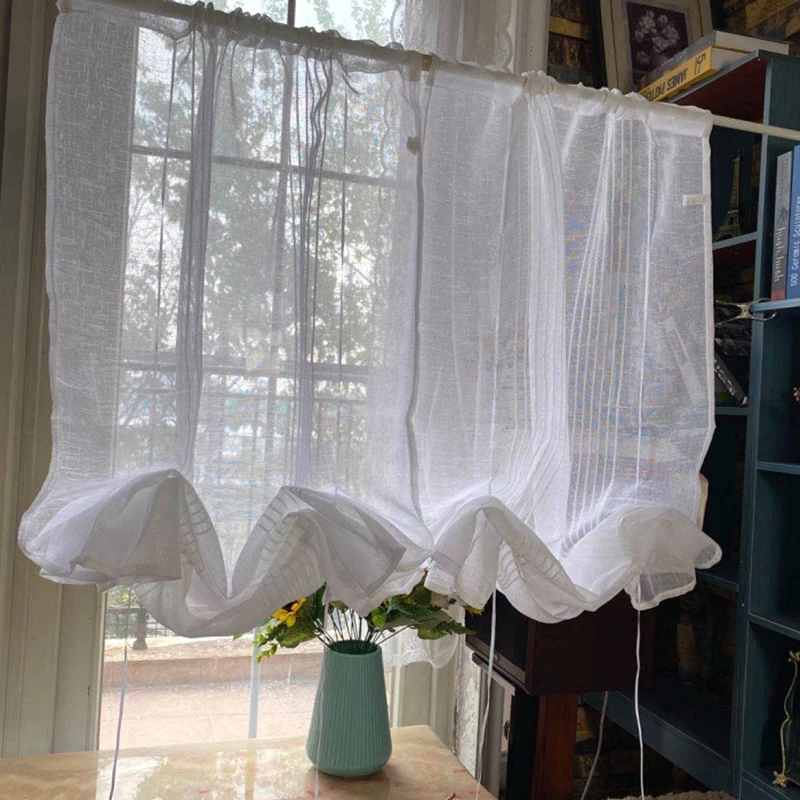 Корейская льняная штора для поднятия двери занавеска кухни ванной комнаты белая