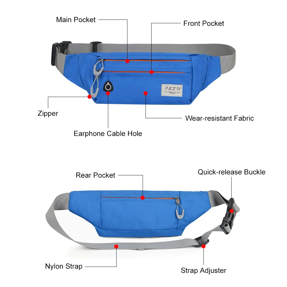 Waist bags Running Belt Bag Bum for Men and Women Adjustable Packs Outdoors Cycling Hiking Pack Phone Purse | Спорт и развлечения