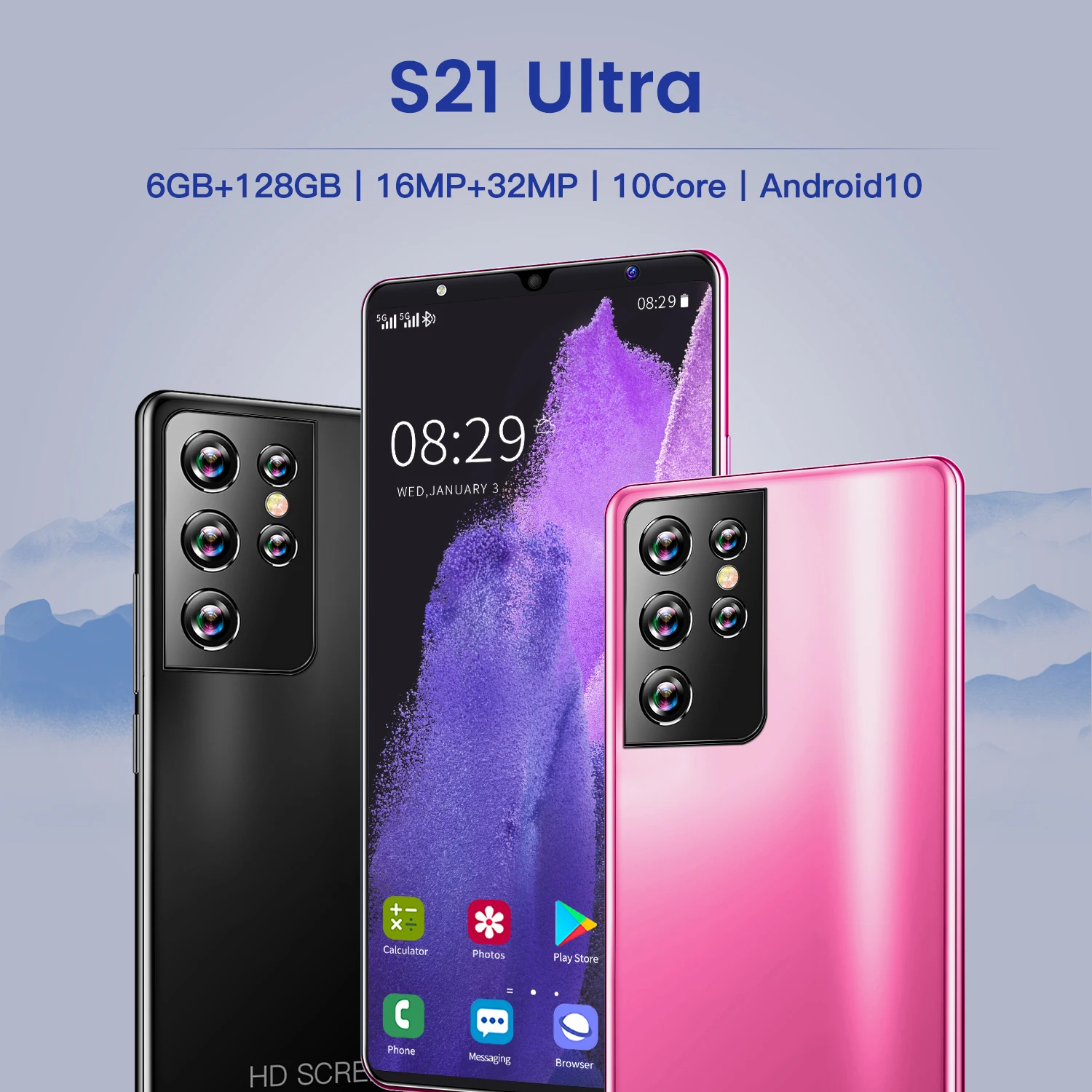 Global Version S21 Ultra 5.0 Inch Full Screen Smartphone Face Fingerprint Unlock 6GB+128GB Dual SIM 4G 5G Network | Мобильные