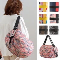 portable shopping bags large capacity foldable reusable grocery tote bag daily commuting picnic camping storage waterproof bag