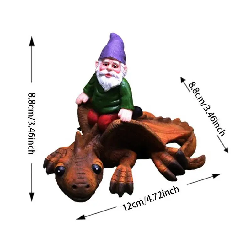 

Creative Gnomes Riding Dinosaur Garden Dwarf Statues Outdoor Decor Gnome Resine Figurines Ornaments Micro-landscape Ornaments