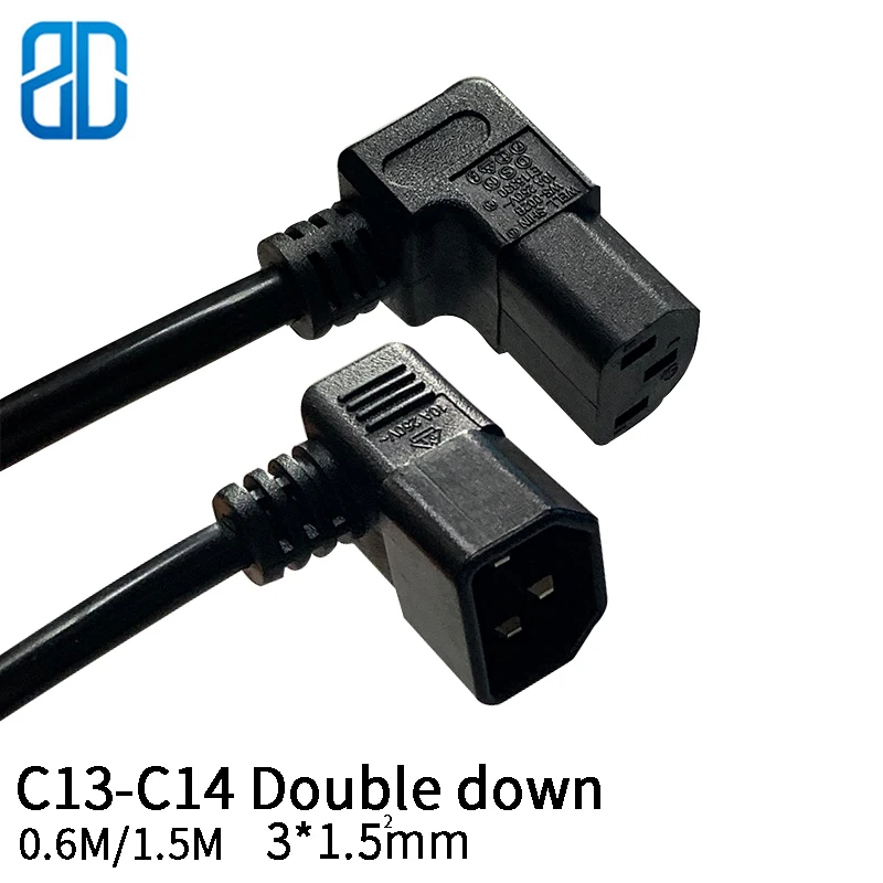 0 6 м 3*1 5 мм квадратный C13 C14 Двойной Вниз IEC штекер Женский Шнур удлинитель питания