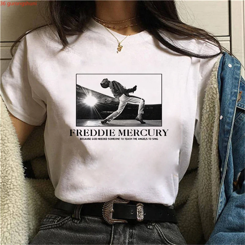 

2022 Summer Tops Tshirt Women'S Clothing Freddie Mercury Queen Band T Shirt 90s White T-Shirt Harajuku Fashion Shirt