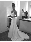 Длинное атласное свадебное платье-русалка, со шлейфом и открытой спиной