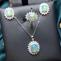 buy retro elegance oval opal jewelry set necklace earrings rings women