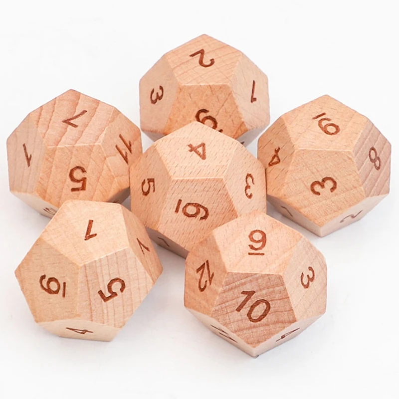 

2 Piece Solid Wooden Dice 12 Sided Sculpture Digital Dice for Club/Party/Family DIY Games Accessories 30mm