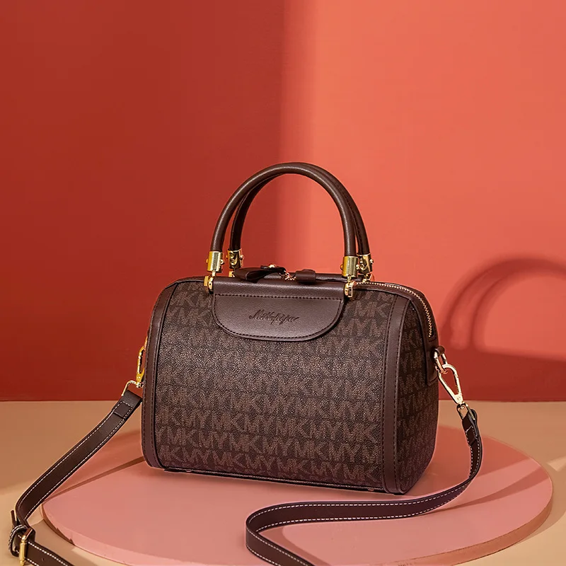 

Handbag Women 2021 New European and American Large-capacity Retro Boston Bag Shoulder Messenger Women Bag Fashion All-match