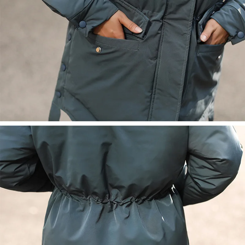 Новинка пуховая парка с большим воротником приталенная средней длины куртка и