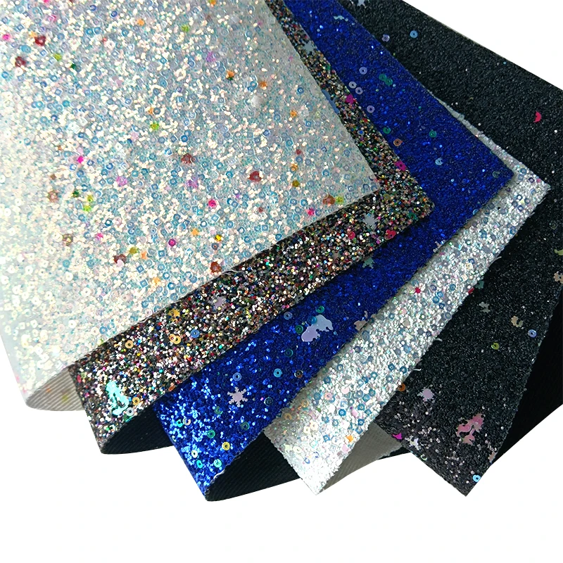 

Sequins Chunky Glitter Faux Leather Fabric Sheet for Making Shoe/Bag/DIY Accessories/Craft/Hair Bow/Decoraiton