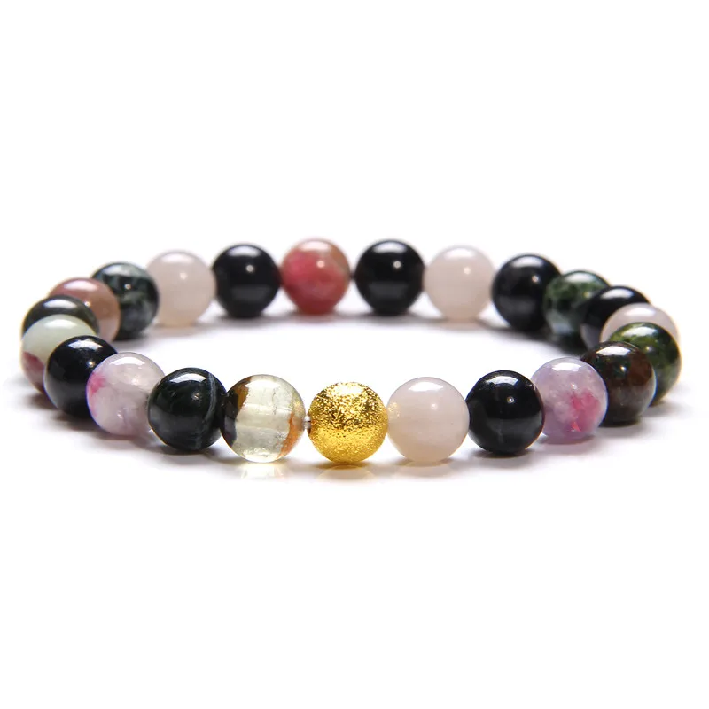 Мужской браслет из натурального турмалина 6 мм 8 10 серебряный цвет Женские