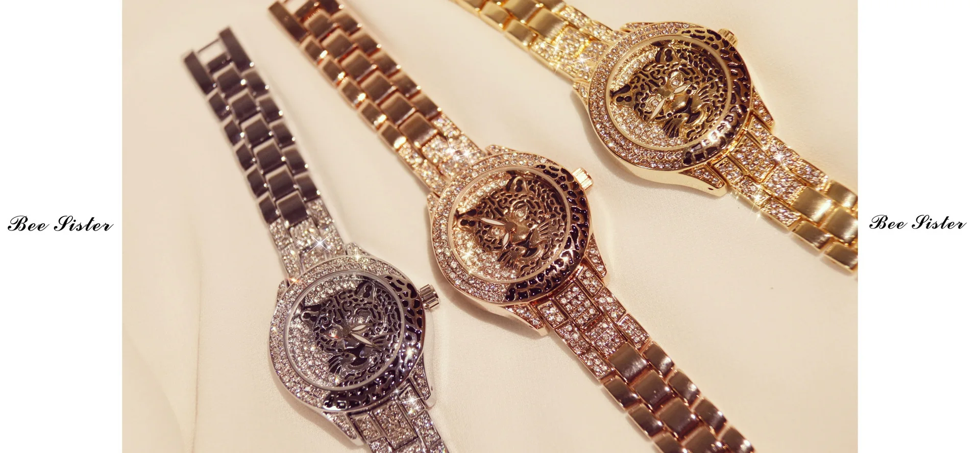 Для женщин часы дамы платье часы Montre Femme Сталь Леопардовый принт стразы браслет для наручных часов с тигром с украшением в виде кристаллов Часы relogio feminino