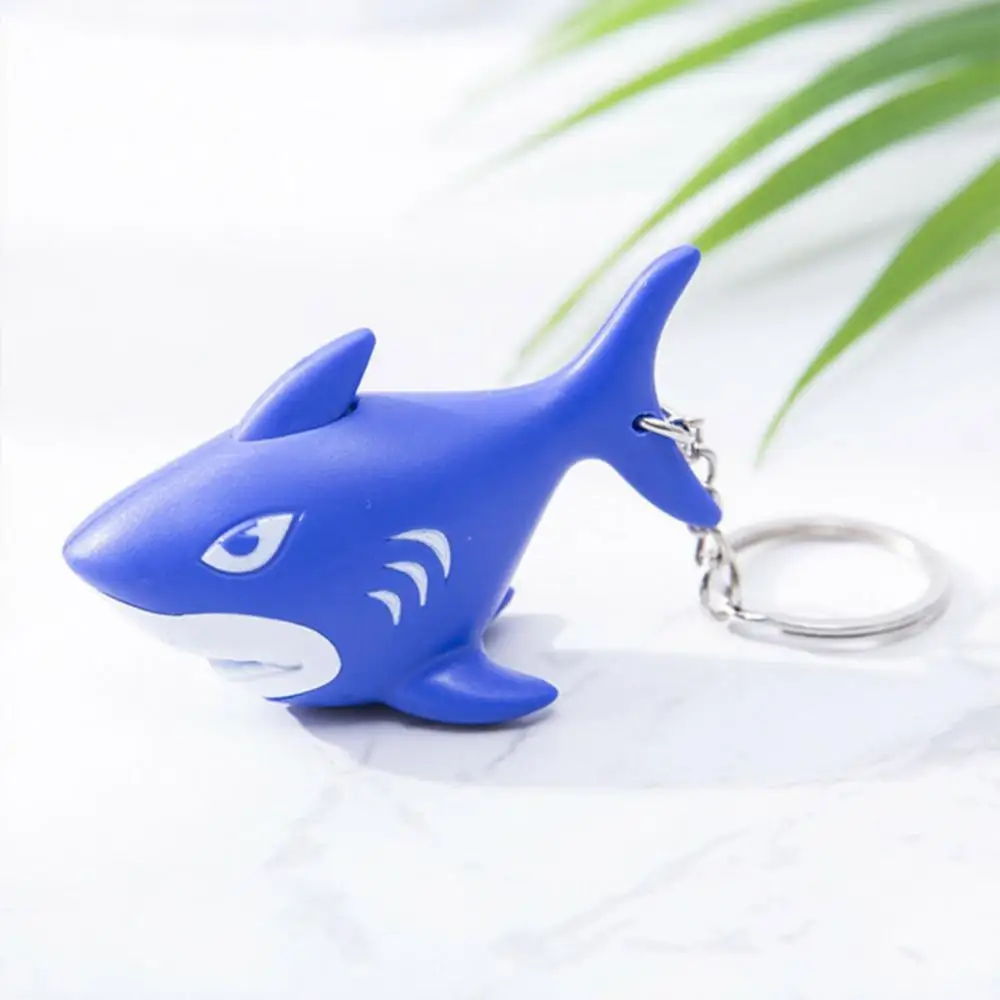 

Shark Animal Pendant LED Light Sound Mini Torch Keychain Key Holder Bag Ornament