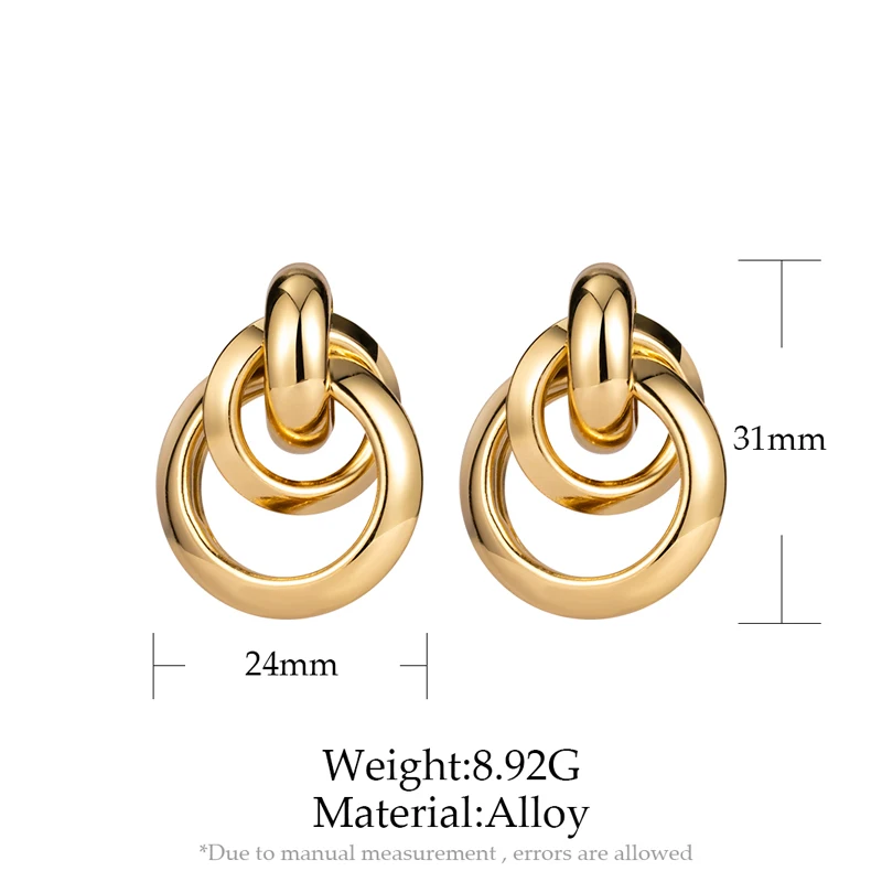 

Women's Earrings Gold Unusual hoop Earrings for women Korean Vintage Geometry Metal Earrings 2021 Trendy Fashion Female Jewelry