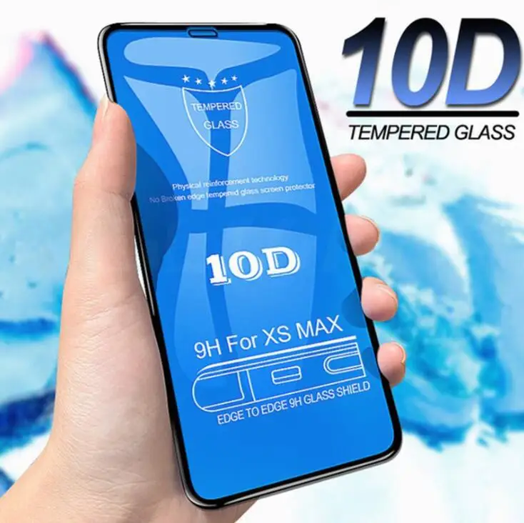 

Закаленное стекло 10D С защитой от отпечатков пальцев для телефона 11 Pro Max XS XR X 8 7 6 6S Plus, изогнутая защита экрана с полным покрытием, 50 шт.