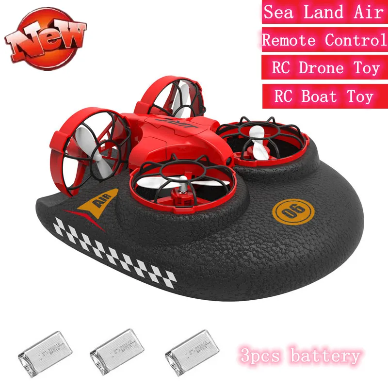 

2.4G 6-axis Gyro Land Water Air 3-in-1 RC Quadcopter RC Boat Toy Infrared Control RC Drone Headless Mode 360 degree Flip rotatio