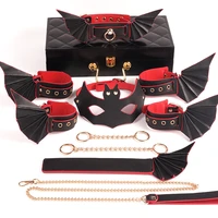 bdsm bondage constraint pu leather sex toy set handcuffs collar shackle role playing bat couples adult games flirting toy