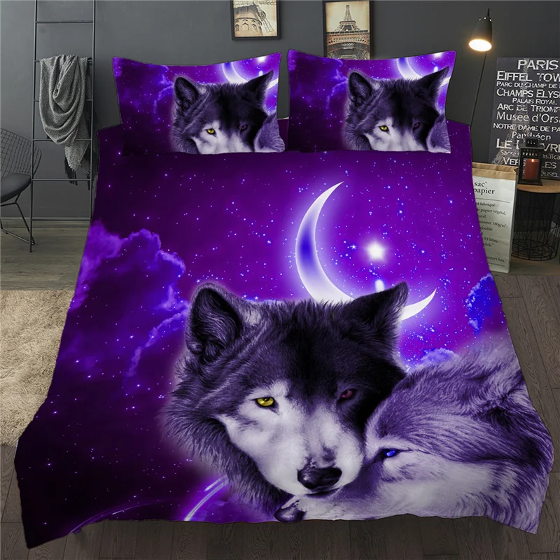 

3D Duvet Quilt Cover Set Wolf Animal Print Bedding Set Single Double Twin Full Queen King Size Bedclothes For Children Kid Adult