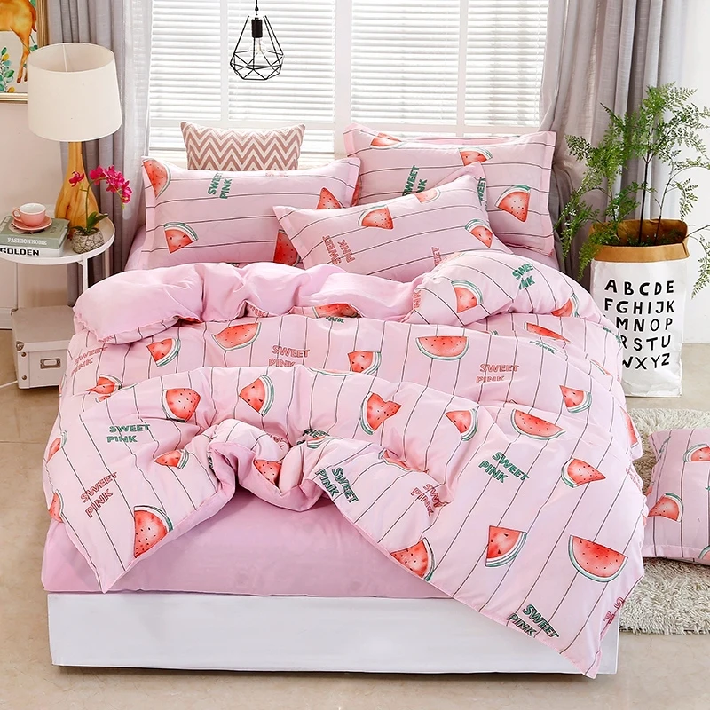 

Yaapeet 3/4pcs Western Pretty Bedding Set Geometric Stripes Duvet Cover Solstice Cartoon Bed Sheets High Quality Soft Pillowcase
