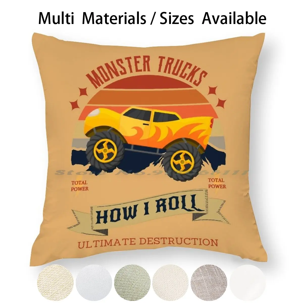 Наволочка на подушку Monster Trucks How I Roll из хлопкового льна Havefun43 Funny Cool.