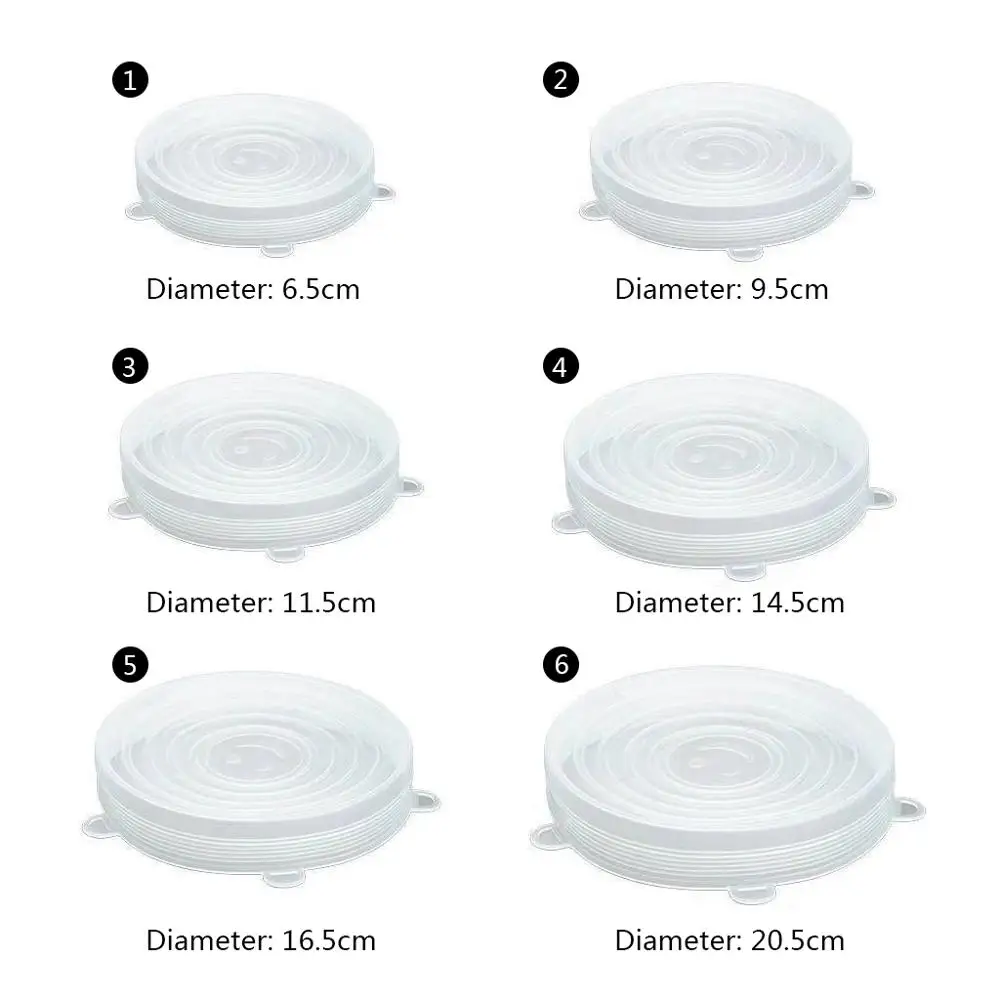 Набор силиконовых эластичных крышек для чашек набор из 6 предметов сохраняющие