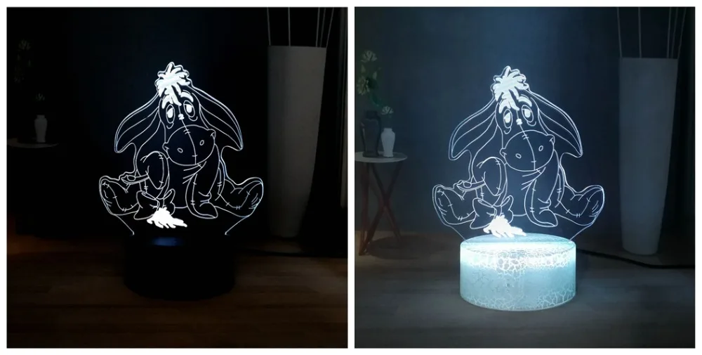 Дропшиппинг милый ИА RGB многоцветный 3D оптическая лампа Пух медведь светодиодный ночной Светильник для сна Детский праздник день рождения Рождественский подарок