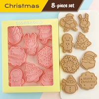 8 pcsset of dinosaur christmas dog shaped cookie plastic 3d cartoon compressible cookie mold cookie stamp kitchen baking pastry