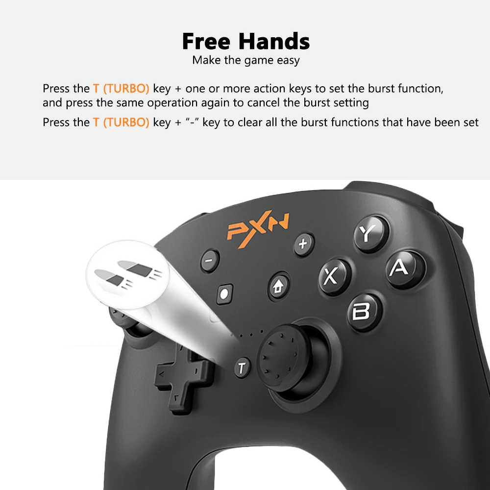Беспроводной bluetooth геймпад PXN контроллер с вибрацией и шестиосевым